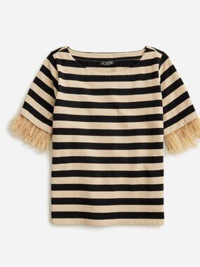 J.Crew Striped Tee with Removable Feather Sleeve Trim Nautical M